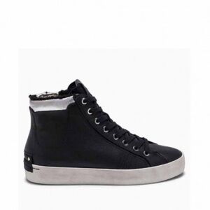 Crime London Heritage Black High-Top Sneakers with White Sole